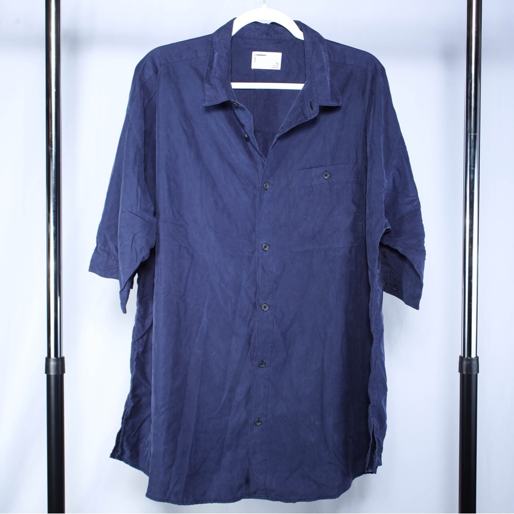 Your Neighbor Men's Blue Short Sleeve Button Up Shirt Size L Large